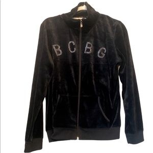 BCBGeneration Black Zippered Fleece Jacket